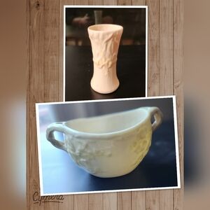 Vintage Belleek Sugar Bowl and Mini vase Set